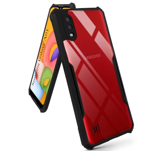 Image of Jkobi Back Case Cover for Samsung Galaxy A01 (Shockproof with Polycarbonate Clear Panel | Professional Black)