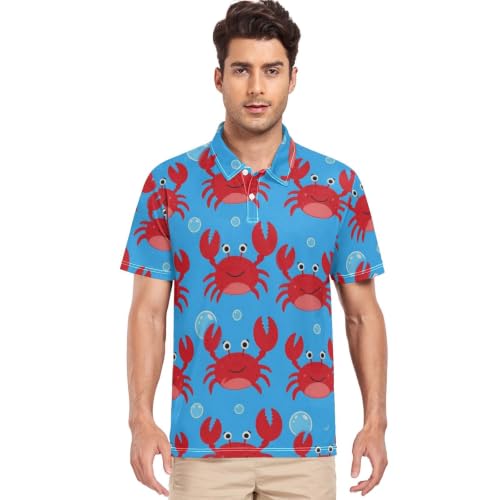Polo manches courtes homme original motif crabe rouge pour éviter les hauts ternes