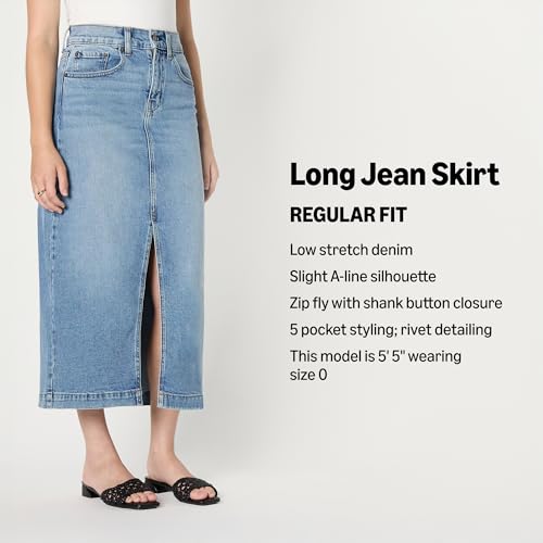 Amazon Essentials Women's Low Stretch Regular-Fit High-Rise Long Jean Skirt2