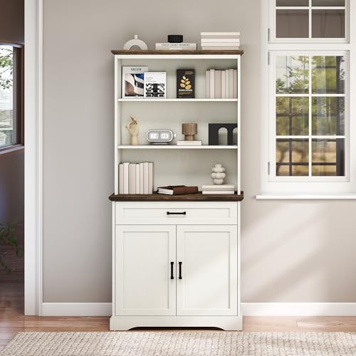 72″ Tall Bookcase with Doors & Drawer – Extra Wide