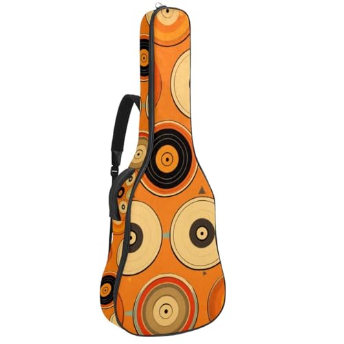 Housse guitare acoustique étanche 41 pouces orange imprimé avec poches