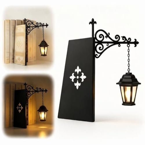 Library Lantern-Decorative Bookshelf Lighting, Ghost Bookshelf Lantern, Fantastic Shelf Decor Lamp with Warm LED Nightlight,Miniature Hanging Shelf Lamp (Lantern 1PC)