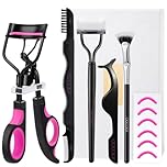 Docolor Eyelash Curler, 5 in 1 Lash Curler Kit with Extra Replacement Pads, Eye Lash Curler Makeup Tool for Perfect Curling and Shaping, Black Color