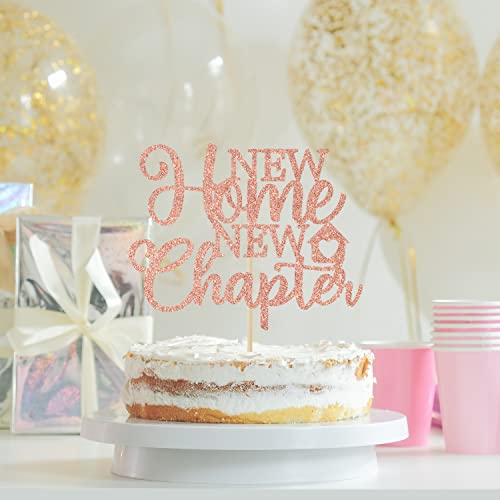 New Home New Chapter Cake Topper, For Our First Home, Welcome To Our Home, We Said Yes To The Address Party, House Warming Party Decorations Supplies Gift Rose Gold Glitter #TOP2