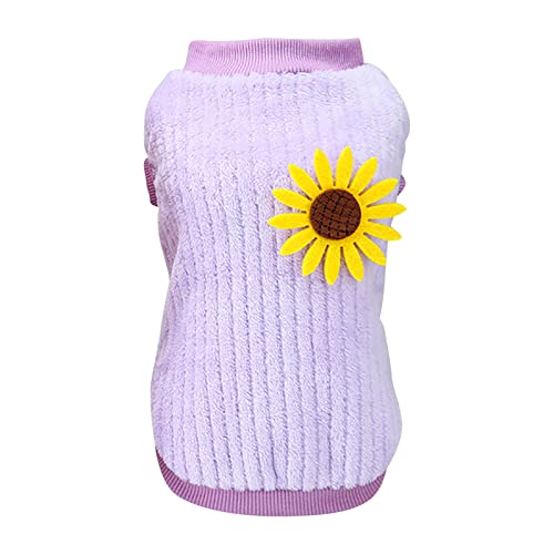 Suéter clásico de girasol para mascotas, perro, cachorro, ropa cálida, suéter de invierno, perchas para ropa para mascotas para armario (morado, XL)