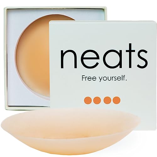 Neats Nipple Cover - 2 Pairs, Reusable & Hypoallergenic Sticky Adhesive Silicone Nipple Covers, Strapless Bra Nipple Pasties For Dress Or Lingerie - Breast Concealer Pasty For Women With Fashion Tape #TOP7