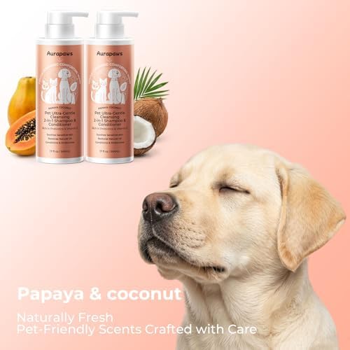 Aurapaws Probiotic Dog Shampoo and Conditioner, Papaya + Coconut, 17oz Each — view 7