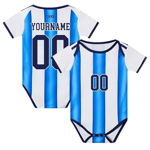 Baby Trikot Personalisiert 2026,Body Junge MäDchen Mit Anpassbarem Namen Und Trikotnummer Fussballtrikot Baby Trikot Kurzarm Jumpsuit Fan Geschenk