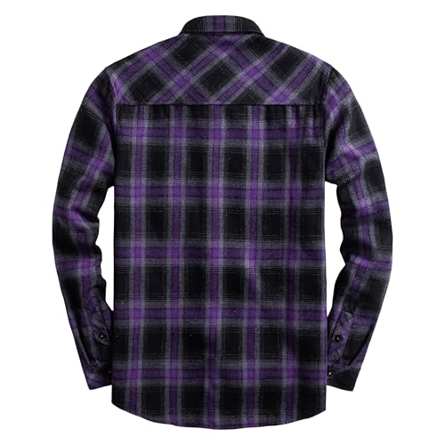 Mens Flannel Plaid Shirts Regual Fit Casual Long Sleeve Button Down Fleece Shirts2