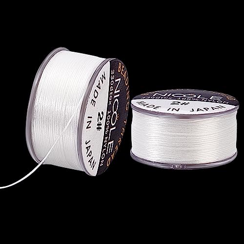 PH PandaHall 0.1mm Beading Thread 92m White Bracelet String Nylon Thread Jewellery Braided String Sewing Thread for Jewellery Making Leather Stitching Beading Bracelets