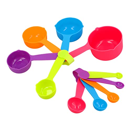 Rightox Measuring Cups and Spoons Food Graded Plastic Stackable Kitchen Utensil Set of 10 Multicolor Rightox Measuring Cups and Spoons Food Graded Plastic Stackable Kitchen Utensil Set of 10 Multicolor