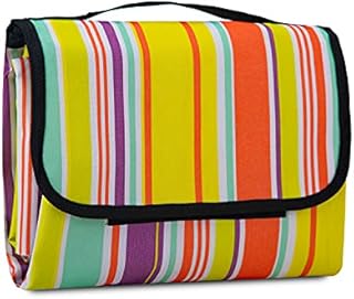 Gosure Outdoor Picnic Blanket,Foldable Outdoor Beach Blanket,Waterproof,Sand proof,Machine Washable,Slip Resistant With With Carrying Handle for Family,Beach,Park,Hiking,Camping (Rainbow, 150*200 CM)