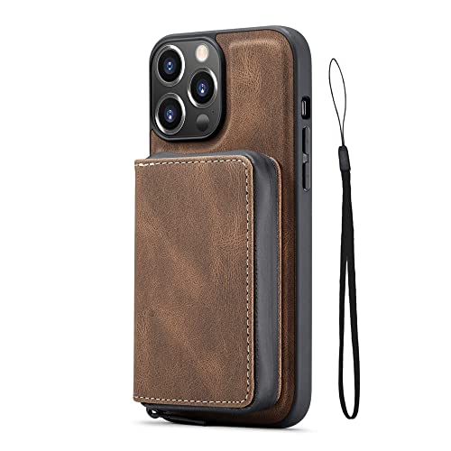 Housse en cuir iPhone 11 Pro portefeuille magnétique marron avec porte-carte