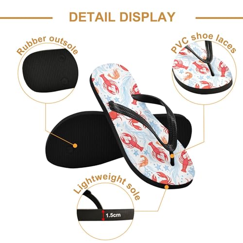 Burbuja Red Crabs Shrimps Flip Flops for Women Men, Soft Thong Sandals Rubber Slippers for Pool Beach Essentials3