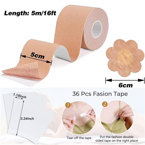 AKRIZA Boob Tape with 10 Nipple Pasties And 36 Fashion Tape - Multipurpose Women Body Tape For Push-Up & Breast Lifting And Breast Lift Bob Tape Double Sided Tape for Western Clothes and Fashion Tape for Breast Lifts - Image 3