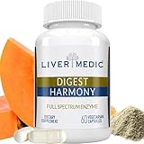 Liver Medic Digest Harmony Maximum Strength Digestive Enzymes Gluten Sensitivity Lipase, Protease, Cellulase, Aloe Vera for Gallbladder, Bloating Relief and Digestive Discomfort – 60 Capsules