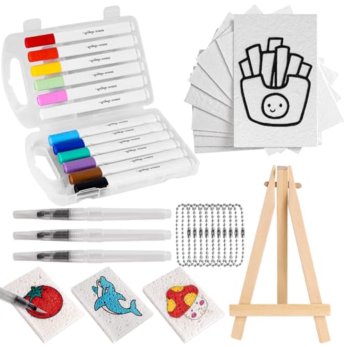 Schaumstoff Textur Malerei Papier,3D Zeichnung Leinwand Schwamm,Magische Schaumstoff-Textur-Malerei,mit 12 Farben Stifte und Schaumstoff Stift,DIY-Zeichenpapier mit Schaumstofftextur für Kinder