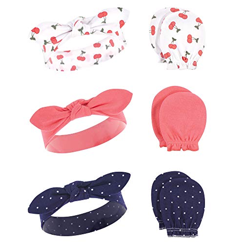 HUDSON BABY 3PC HEADBAND AND 3PC SCRATCH MITTEN SET CHERRIES- 0 - 6 Months