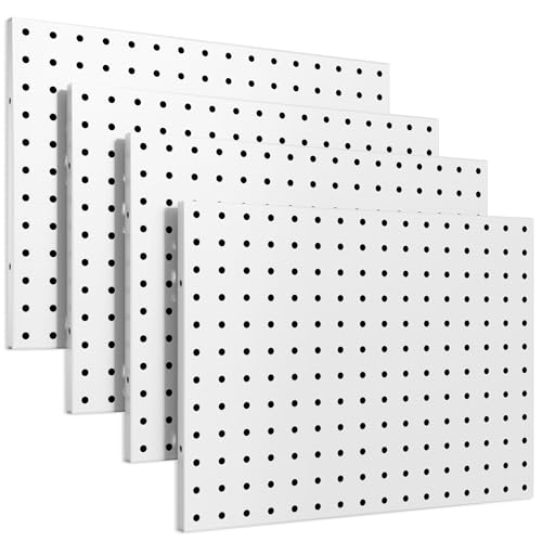 Spampur Peg Board, 4 Pack Metal Peg board Panels, White