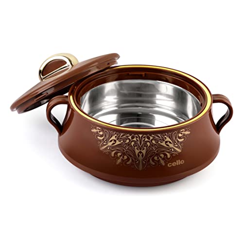 Image of CELLO Midas Casserole Hot Pot Box for Daily Use & Kitchen 1500 ml, Brown | BPA Free Serving Inner Steel Insulated Food Grade Airtight Sturdy Handle Casseroles Case Set for Roti Chapati Rice Biryani