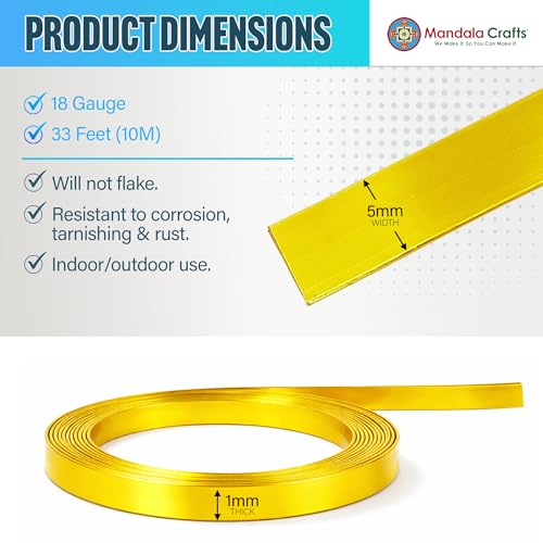 Image of Mandala Crafts 5mm Yellow Flat Aluminum Crafting Wire for Sculpting
