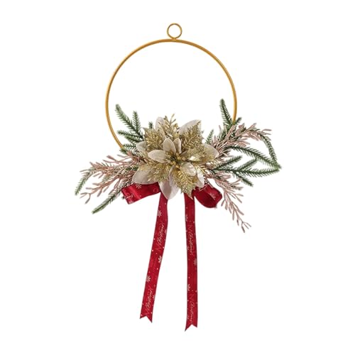 perfk Ghirlanda Autunnale in Ferro E Fiori Artificiali 30 Cm, Ghirlanda Natalizia Da Appendere Alla Porta D'ingresso, Decorazione Natalizia per L'ingresso, Casa, Festival, Oro