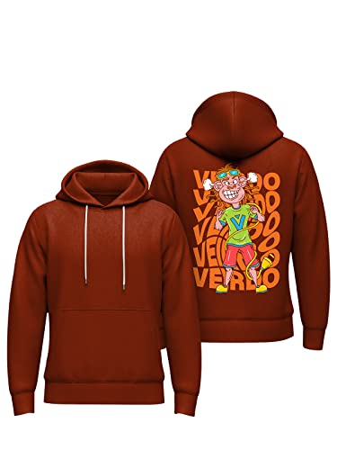 Image of Veirdo Cotton Fleece Regular Fit Full Sleeve Hooded Sweatshirt Front and Back Graphic Printed Jumper Hoodie for Men