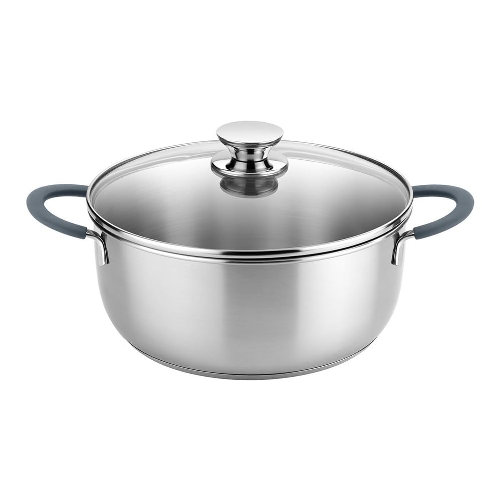 BRA Master | Cacerola 16 cm, acero inoxidable, Sin Antiadherente, Sin PFOA, Full Induction, Apta para todo tipo de Cocinas, Asas acero inoxidable recubiertas de Silicona