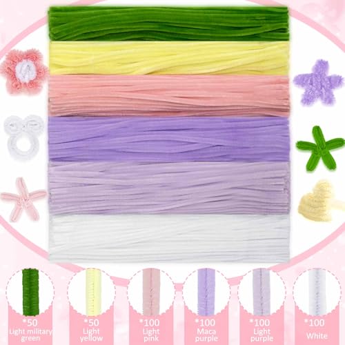 Image of Peryiter 500 Pcs Pipe Cleaners for DIY Flower Bouquets, Chenille Stems for Graduation Bouquet Crafts, Fuzzy Sticks for Handmade Flowers, DIY Gift, Art Projects(Pink & Purple Flower,12 Inch)