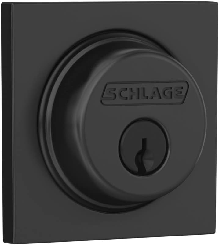 Lock Company Single Cylinder Deadbolt with Collins Trim, Matte Black (B60 622 COL)