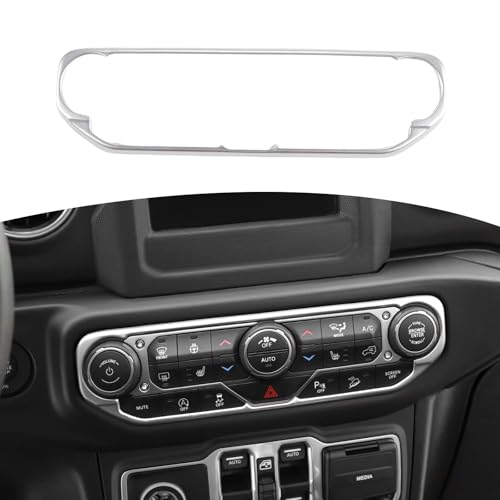 RT-TCZ for Wrangler JL Center Dash AC Switch Cover Trim Frame Silver for Jeep Wrangler JL JLU Gladiator JT 2018-2023 Silver Interior Accessories
