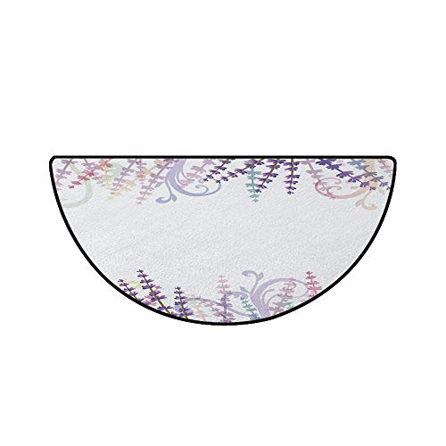 ラベンダー ジョイントマット パズルマット 半円形 50*80cm 屋内バスルームマットノンスリップ、丸洗い キッチン 浴室 玄関 アブストラクトメドウアロマセラピーフレグランスヒーリングリラックスハーブフォリッジアートフレーム マルチカラー