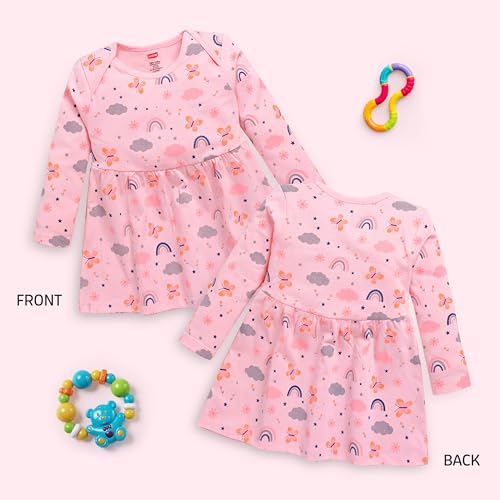 Image of LuvLap Girl's Cotton A-Line Knee-Length F /S Frock (LLAMZGR0140 Multicilour 3 6 to 12 Months, Size L)