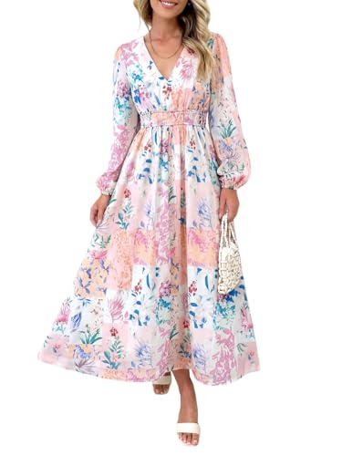 Image of Maxigerui Women's Long Sleeve Floral Maxi Dress 2026 Spring Summer Wedding Guest Dress