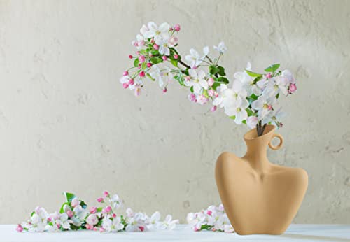 Body Vase, Beige Ceramic Vase For Minimalist Style, Unique Statue Art Bust Vase, Modern Abstract Flower Vase For Home Decor, Centerpieces, Living Room, Rustic Farmhouse, Table Decoration #TOP3