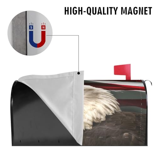 Image of Independence Day American Eagle Flag Mailbox Covers, 4th of July Magnetic Outdoor Decorations Mailbox Wraps Post Letter Box Cover for Garden Decor Larger Size 25.5x21 in