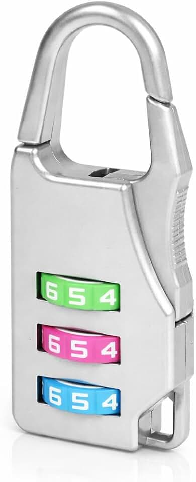 Cadeado com Segredo de 3 Dígitos para Bagagem Mochilas e Bolsas Compacto e Resistente Segurança em Viagens (Prata)