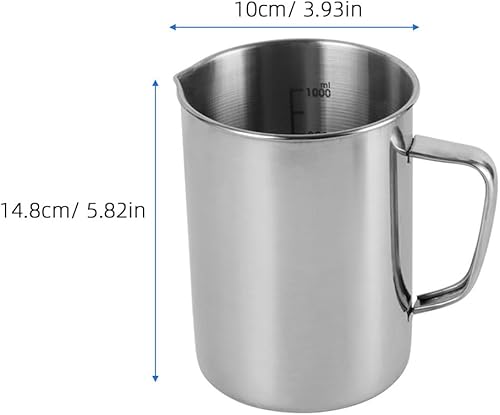 Vista 4 de Vaso de precipitados: vaso de precipitados de laboratorio graduado de acero inoxidable, jarra de laboratorio de química con balanzas para mediciones