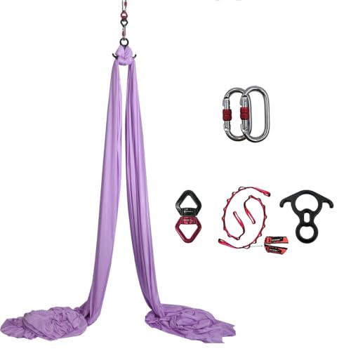 DASKING Aerial Silks Starter Kit with 11 yards fabric, hardware