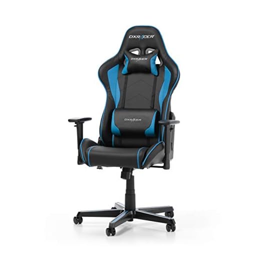 DXRacer Formula Series F08-N Spelstol, Läderimitation, Svart/Blå, 67 x 67 x 128 cm