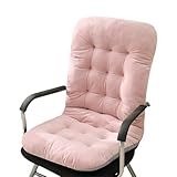 GKWW Non-Slip Desk Chair Cushion Rocking Office Chair Pad with Ties Soft Seat Cushion with High Back Support for Dorm Floor Car Office Patio (Pink)