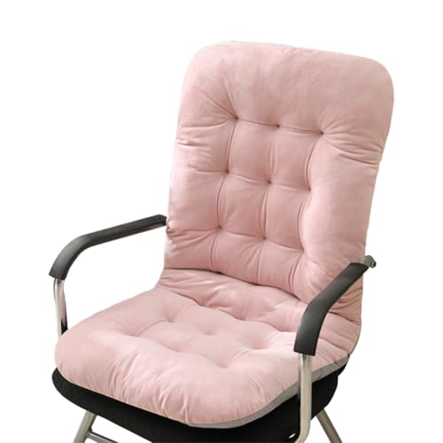 GKWW Non-Slip Desk Chair Cushion Rocking Office Chair Pad with Ties Soft Seat Cushion with High Back Support for Dorm Floor Car Office Patio (Pink)