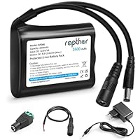 Rapthor Wiederaufladbarer 12V 2600mAh Lithium-Ionen-Akku mit Ladegerät, kompatibel mit 12V-Geräten, Außenbeleuchtung, DIY-Projekten, Radios, Angellampen, LED-Lichtleisten und Überwachungskameras