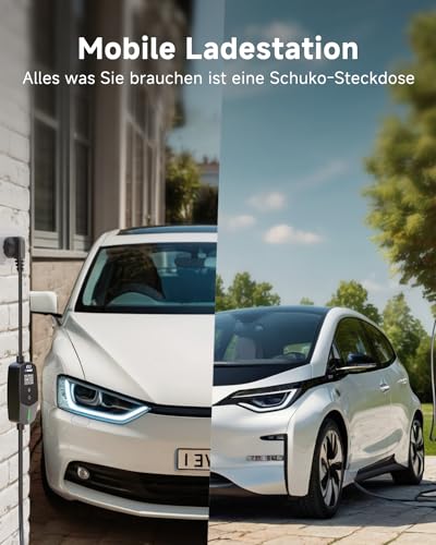 EVDANCE Typ 2 Ladekabel Schuko 3.68kW [1-phasig, 6.1m, 6-16A] Ladekabel Elektroauto mit 0-12h Zeitverzögerung Typ 2 Schuko für Elektroauto & Hybrid (PHEV/EV)