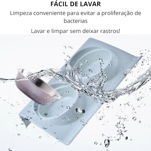 Comedouro E Bebedouro Duplo Para Pet Gatos E Cães Pequenos Porte Filhotes Tigelas Inox Ração E Água