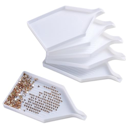 SUTOKAKA 6Pcs Rhinestone Diamond Painting Trays Jewelry Bead Picker Plate Gems Sorting Trays for DIY Coaster Art Crafts Nail Dotting Tools