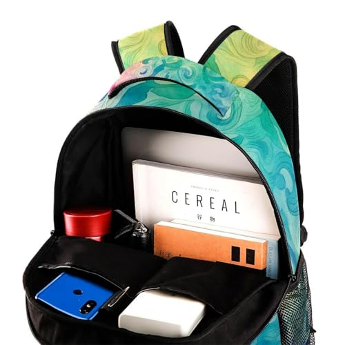 Mochila escolar multicolor de 40cm con textura de remolino para laptop y libros 4