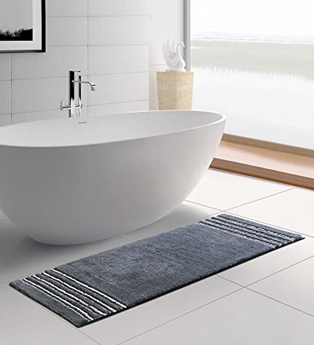 Image of Obsessions Ultra Soft Solid Bath Runner - Premium 1950 GSM Density, Anti-Skid Safety Backing & Superior Absorbency for Quick-Dry Comfort (60x150 cm, Charcoal)