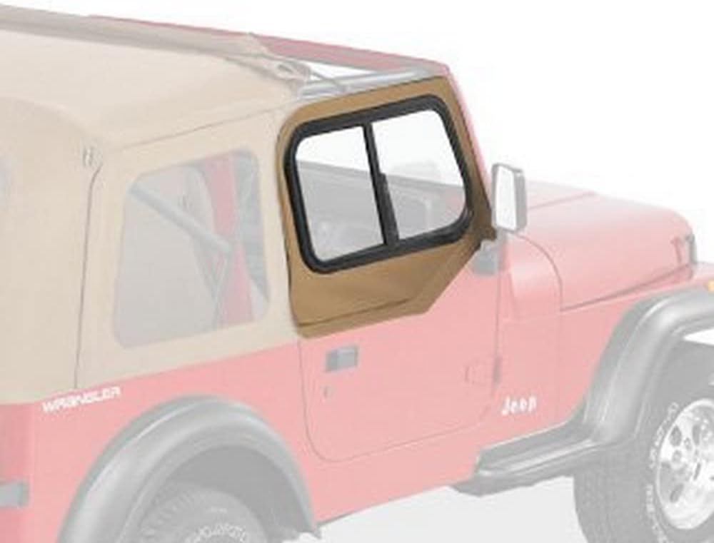 Bestop 5178615 Upper Door Sliders - Jeep '88-95 Wrangler YJ (Rounded Upper Corner, Black Denim; Single Sliding Window)