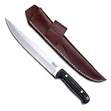 GCS Custom Handmade D2 Tool Steel Large MACHETE Chopping Hunting Camp Knife withHigh Polished Bolster Buffalo Hide Sheath for Hunting, Camping, Bushcraft&EDC GCS14